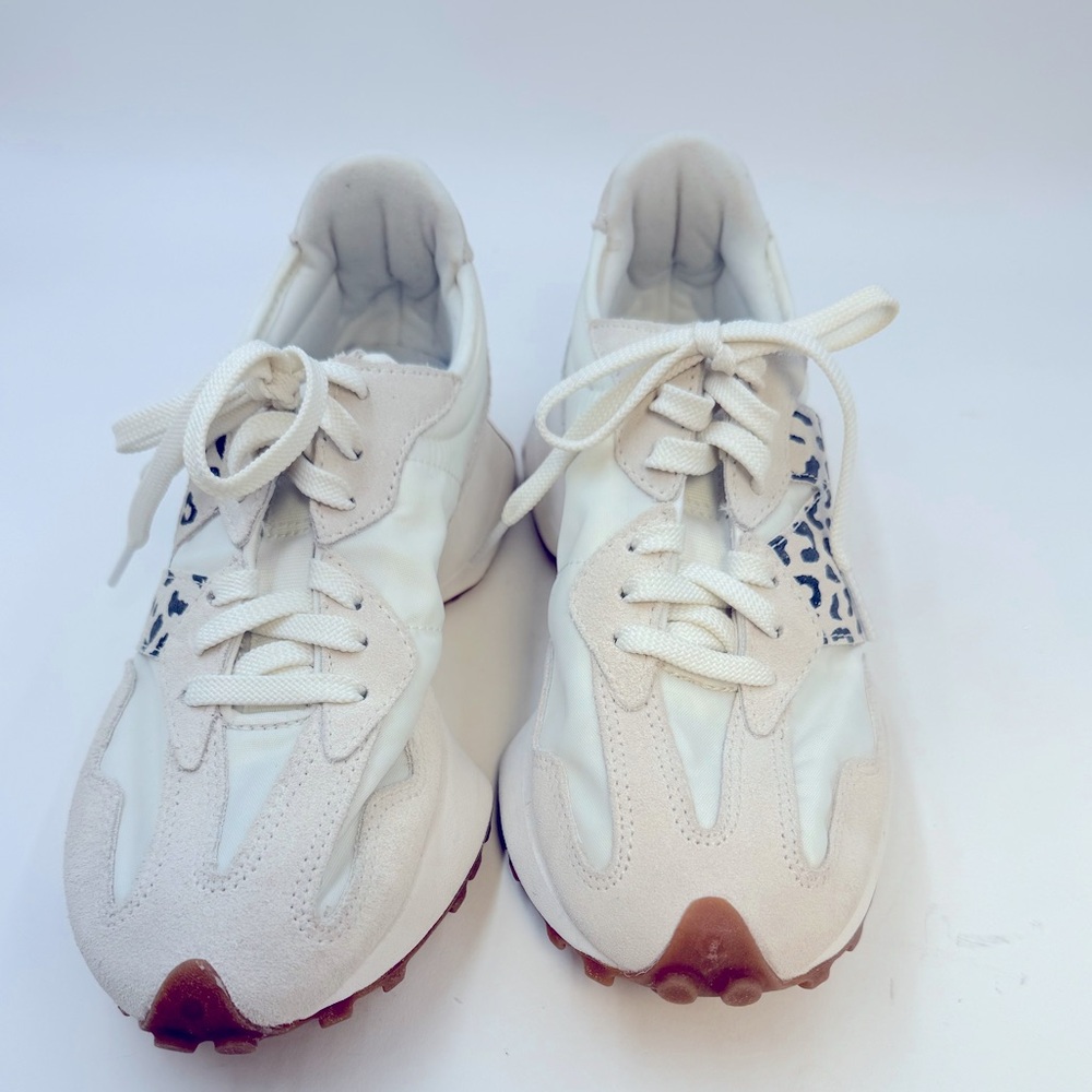 Ladies New Balance 327 Sea Salt Leopard Running Shoes